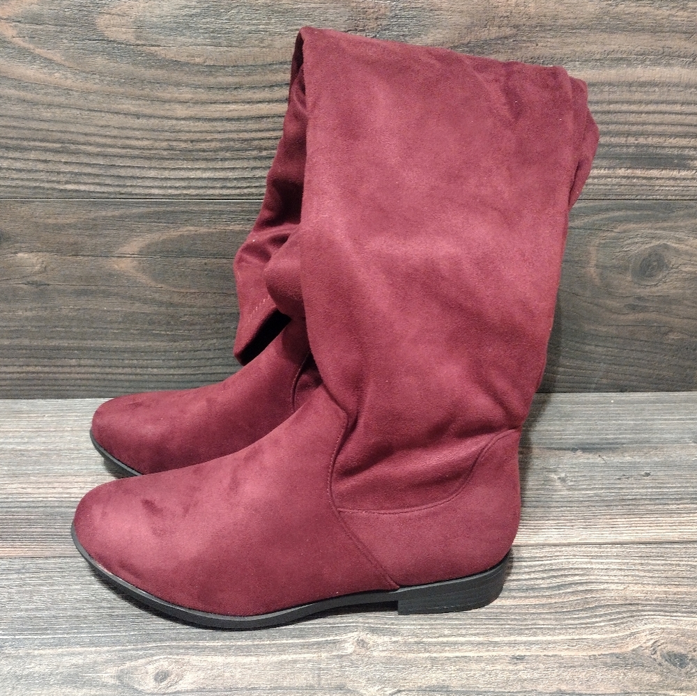 DREAM PAIRS Women's Over The Knee High Low Cherry Heel Riding Boots